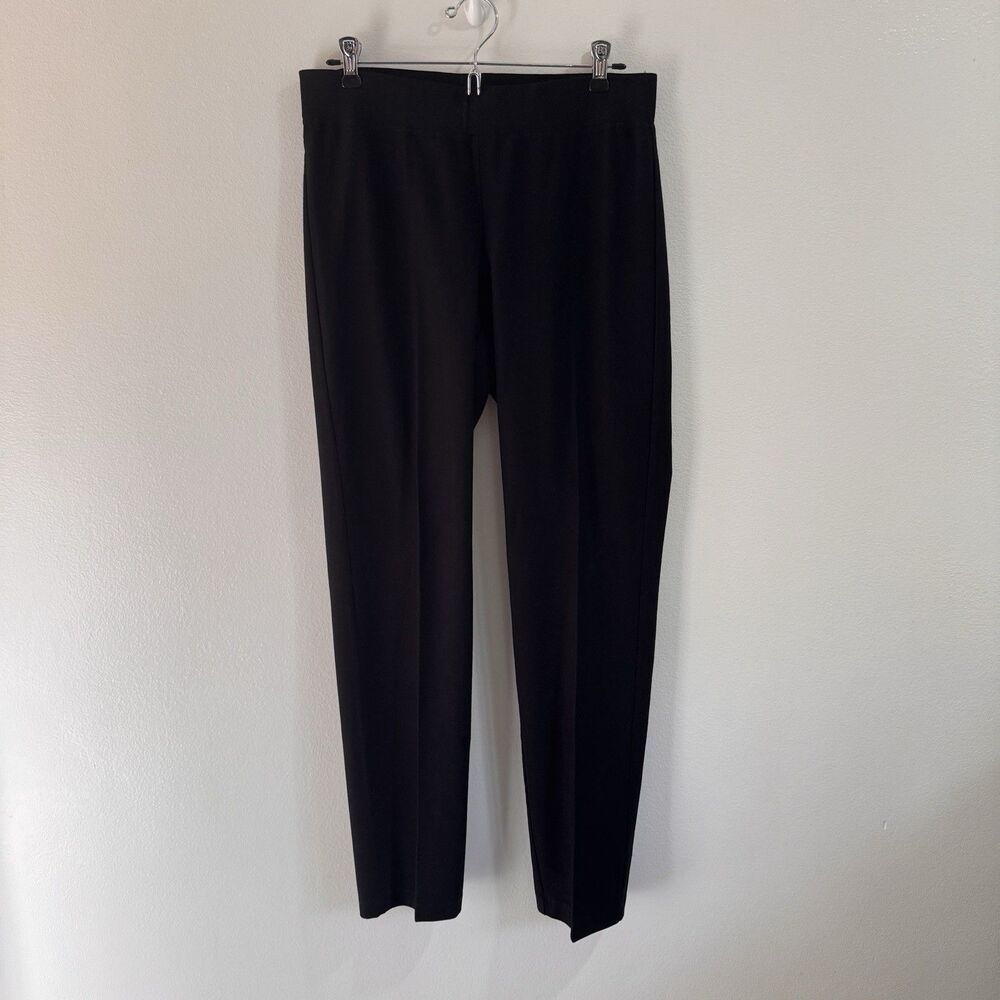 Eileen Fisher Pants S Black Pull On Straight Leg Stretch Mid Rise Chic